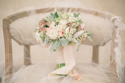 Soft Peach Bouquet with Veil