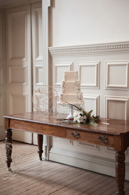 White cake with flower decor