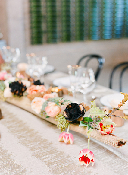 Romantic modern wedding tablescape