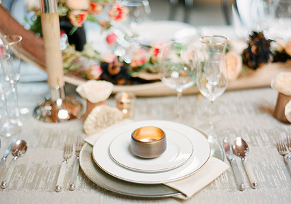 Romantic modern wedding place setting