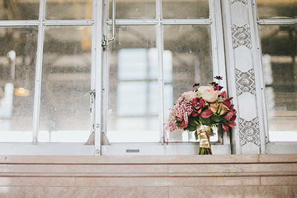 Light pink and maroon bouquet