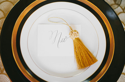 Art Deco black and gold escort card