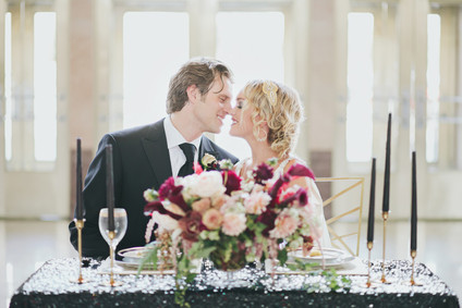 Black & gold wedding portrait