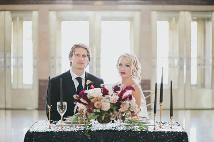 Black & gold wedding portrait