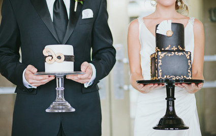 Black & gold Art Deco wedding cakes