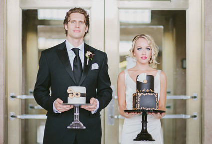 Black & gold Art Deco wedding cakes