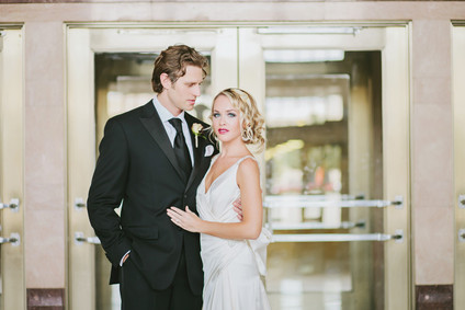Black & gold wedding portrait
