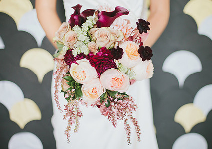 Light pink and maroon bouquet