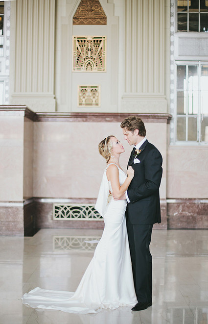 Black & gold wedding portrait