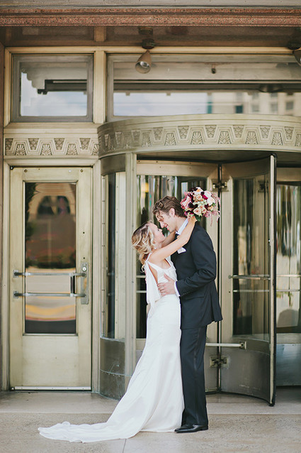 Black & gold wedding portrait
