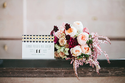 Light pink and maroon bouquet