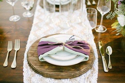 Lavender farm wedding inspiration mint and purple place setting