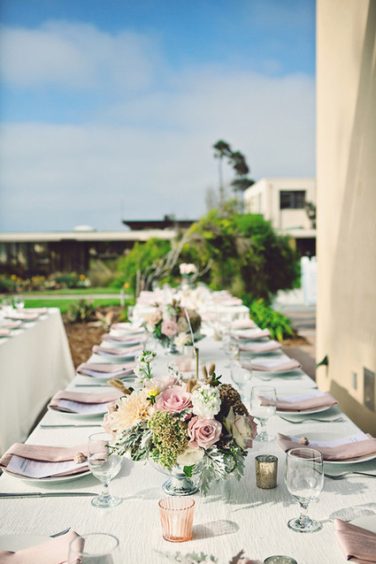Pink and white outdoor tablescape