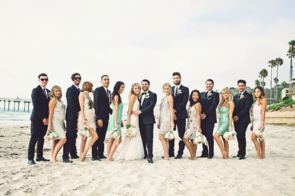 Beach wedding party