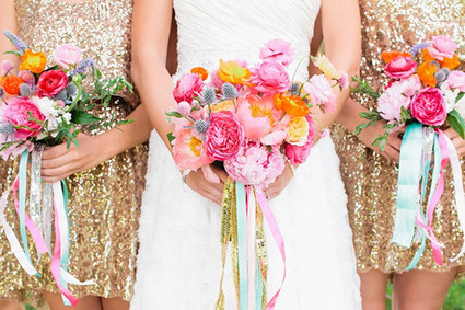 Bridesmaids colorful bouquet