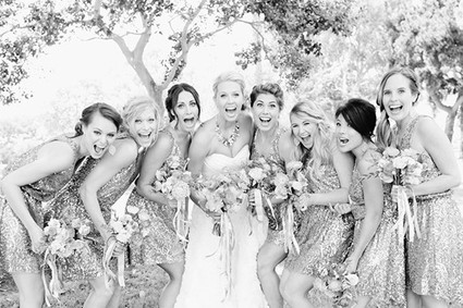 Bridesmaid in gold dresses