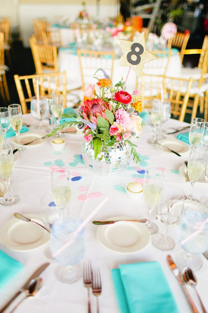 80's pop themed wedding tablescape