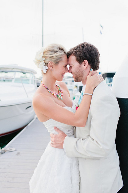 Beachside wedding portrait