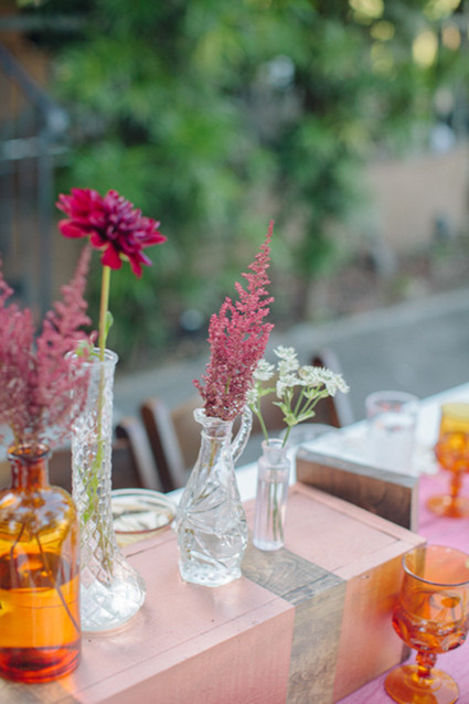 Southern California ranch wedding pink and orange tablescape