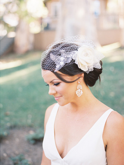 Bride with hairpiece and veil