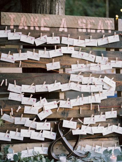 Rustic light pink escort cards