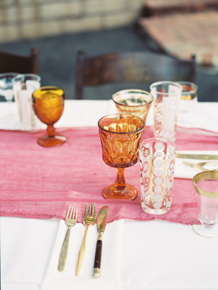 Gold and orange glassware