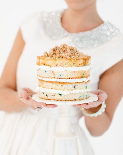 Naked rainbow confetti cake