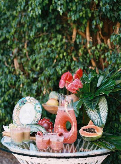 tropical wedding bar cart