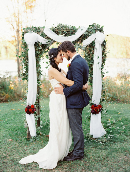 Rustic Fall Wedding Ceremony Portrait