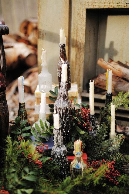 Rustic Christmas inspired candle sticks