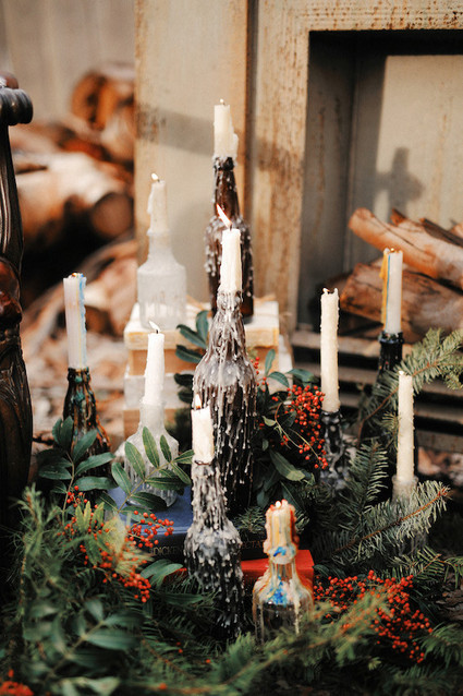 Rustic Christmas inspired candlesticks