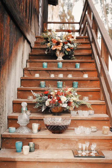 Rustic Christmas inspired stairway decor