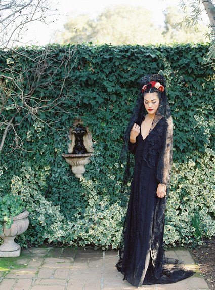 Black lace wedding dress