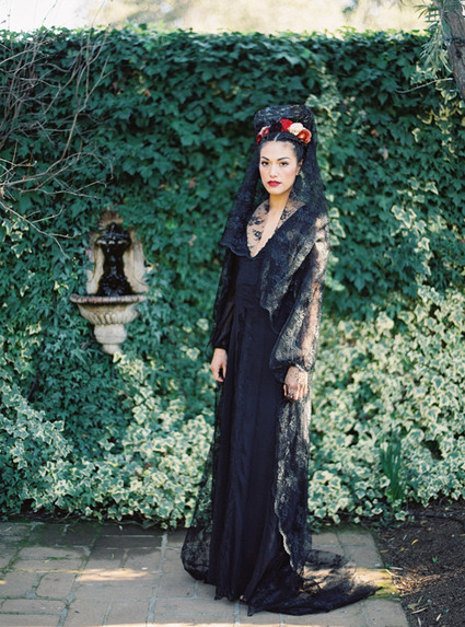 Black lace wedding dress