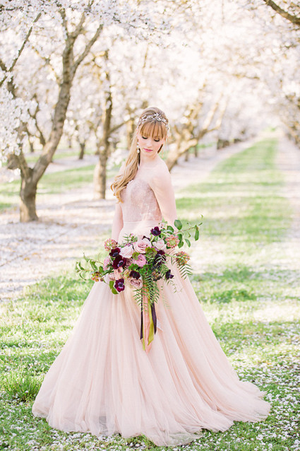 Pink BHLDN wedding dress