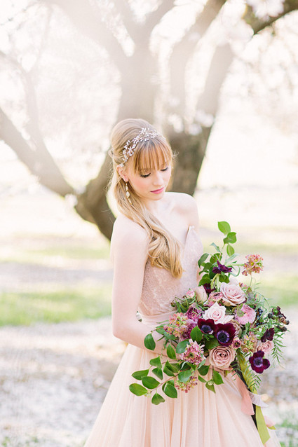 Burgundy anemone and rose bouquet