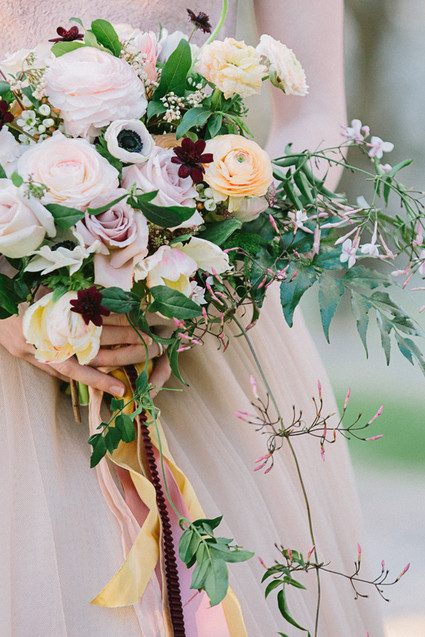 Burgundy anemone and rose bouquet