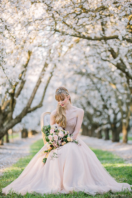 Pink BHLDN wedding dress