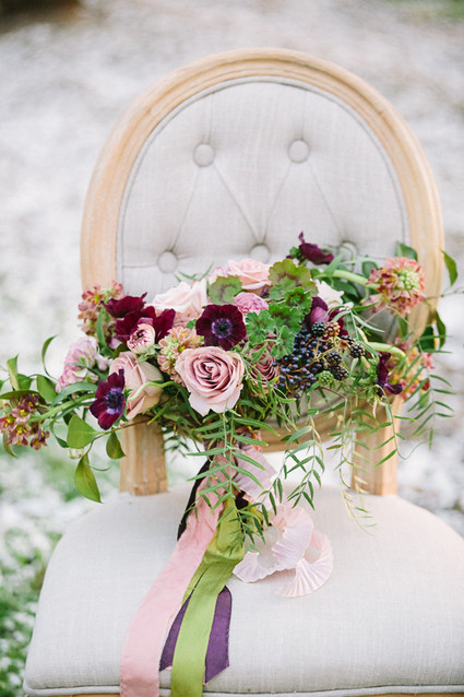 Burgundy anemone and rose bouquet