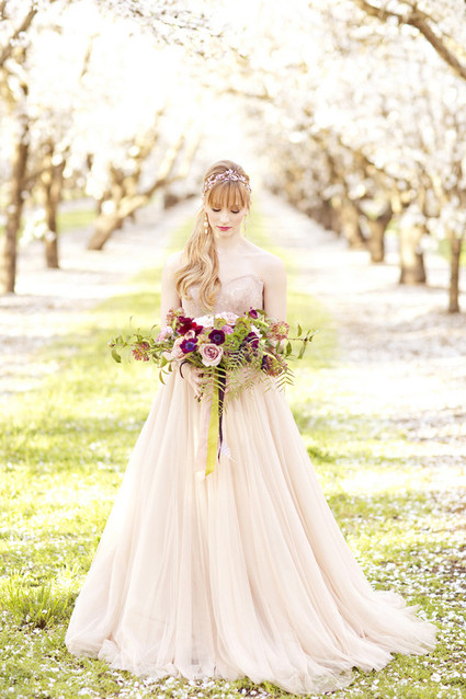 Pink BHLDN wedding dress