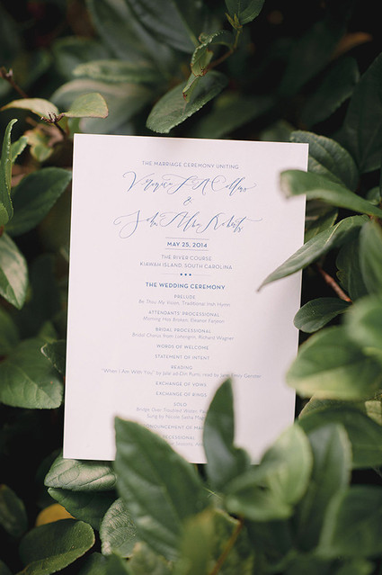 Elegant white and blue wedding invitation
