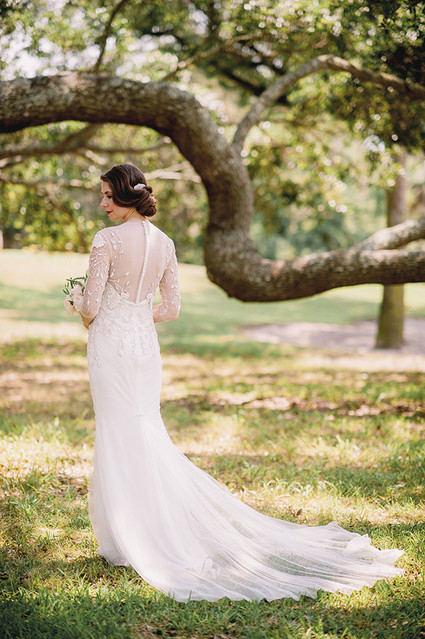 Elegant wedding dress train