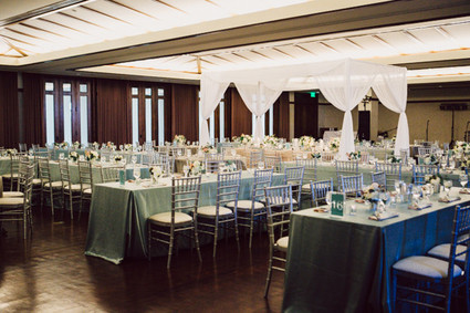 Modern blue and gold wedding reception Inspiration