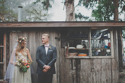 Colorful bohemian wedding portrait
