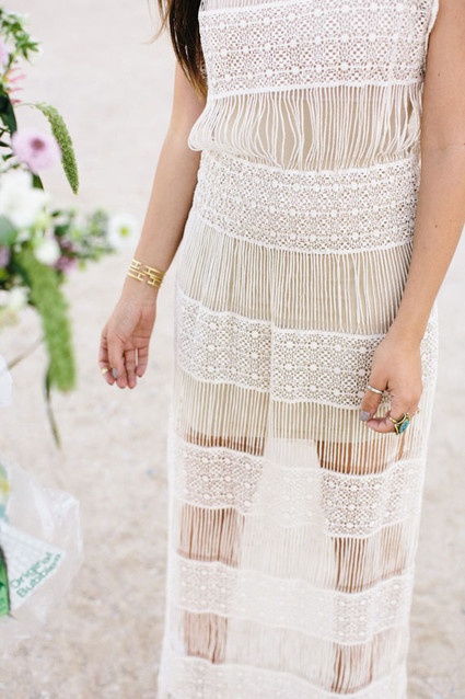 Sheer cream wedding dress