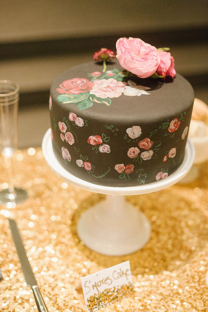 Brown and floral wedding cake