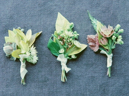 Organic green wedding boutonniere Inspiration