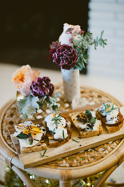 Bohemian New Years brunch food setup