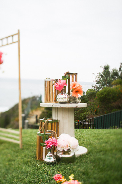 Colorful Malibu ceremony wedding decor