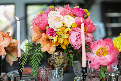 Colorful peony centerpiece